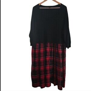 Torrid Plaid Challis to Knit Mini Dress Plus Sz 4X Taylor Swift Fall Holiday